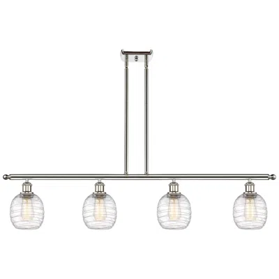 Innovations Lighting Belfast 4 Light 48" Island Light - Polished Nickel  - Deco Swirl Shade In Silver