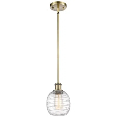 Innovations Lighting Belfast 6" Antique Brass Mini Pendant W/ Deco Swirl Shade