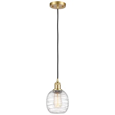 Innovations Lighting Belfast 6" Satin Gold Cord Hung Mini Pendant W/ Deco Swirl Shade