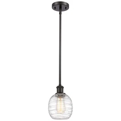 Innovations Lighting Belfast 6" Wide Bronze Stem Hung Mini Pendant W/ Deco Swirl Shade