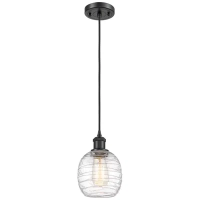 Innovations Lighting Belfast 6" Wide Matte Black Corded Mini Pendant W/ Deco Swirl Shade