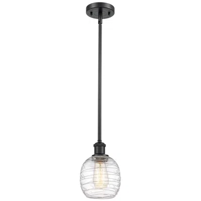 Innovations Lighting Belfast 6" Wide Matte Black Stem Hung Mini Pendant W/ Deco Swirl Shade