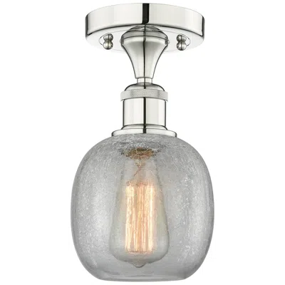 Innovations Lighting Belfast 6" Wide Polished Nickel Flush Mount With Clear Crackle Glass S