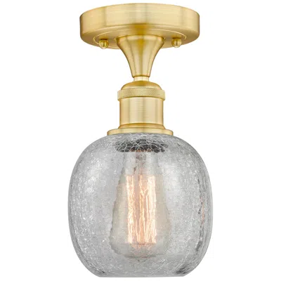 Innovations Lighting Belfast 6" Wide Satin Gold Flush Mount With Clear Crackle Glass Shade