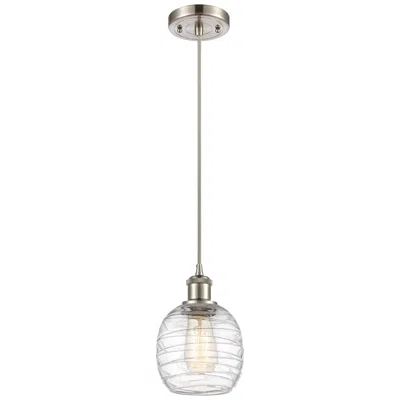 Innovations Lighting Belfast 6"w Brushed Satin Nickel Corded Mini Pendant W/ Deco Swirl Sha