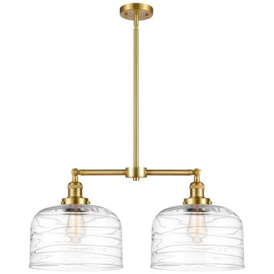 Innovations Lighting Bell 12" - 2 Light 21" Island Light - Satin Gold  - Clear Deco Sw