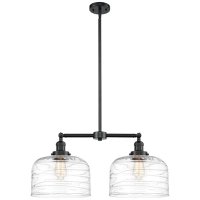 Innovations Lighting Bell 12" 2 Light 21" Led Island Light - Bronze - Clear Deco Swirl