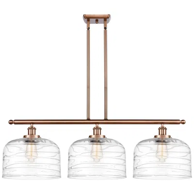 Innovations Lighting Bell 12" 3 Light 36" Island Light - Antique Copper  - Clear Deco