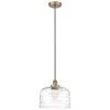 Innovations Lighting Bell 12" Antique Brass Mini Pendant W/ Clear Deco Swirl Shade In Gold