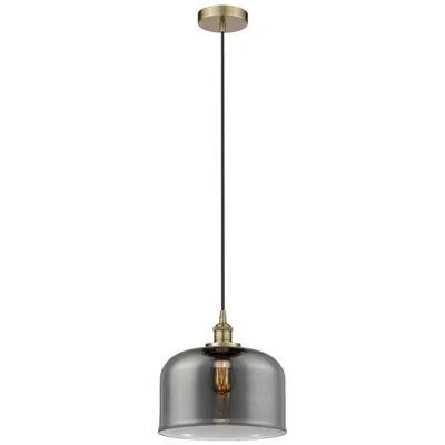 Innovations Lighting Bell 12" Antique Brass Mini Pendant W/ Plated Smoke Shade In Gold