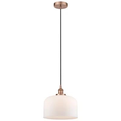 Innovations Lighting Bell 12" Antique Copper Mini Pendant W/ Matte White Shade