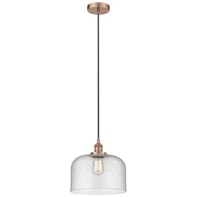 Innovations Lighting Bell 12" Antique Copper Mini Pendant W/ Seedy Shade