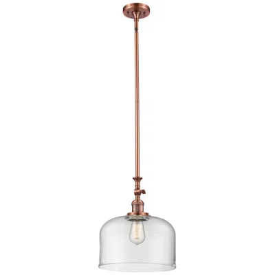 Innovations Lighting Bell 12" Antique Copper Stem Hung Mini Pendant W/ Clear Shade