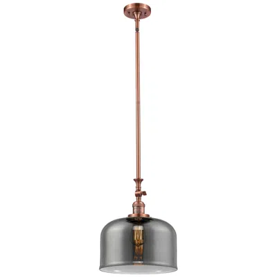 Innovations Lighting Bell 12" Antique Copper Stem Hung Mini Pendant W/ Plated Smoke Shade