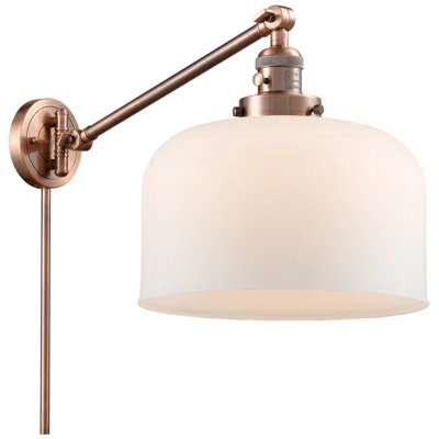Innovations Lighting Bell 12" Antique Copper Swing Arm W/ Matte White Shade