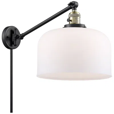 Innovations Lighting Bell 12" Black Antique Brass Swing Arm W/ Matte White Shade