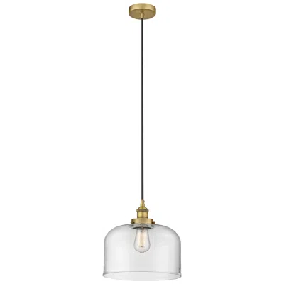 Innovations Lighting Bell 12" Brushed Brass Mini Pendant W/ Clear Shade