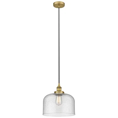 Innovations Lighting Bell 12" Brushed Brass Mini Pendant W/ Seedy Shade