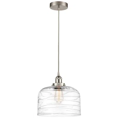 Innovations Lighting Bell 12" Brushed Satin Nickel Mini Pendant W/ Clear Deco Swirl Shade