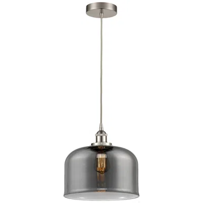Innovations Lighting Bell 12" Brushed Satin Nickel Mini Pendant W/ Plated Smoke Shade