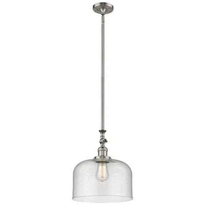 Innovations Lighting Bell 12" Brushed Satin Nickel Stem Hung Mini Pendant W/ Seedy Shade