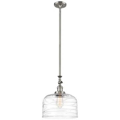 Innovations Lighting Bell 12" Brushed Satin Nickel Stemmed Mini Pendant W/ Deco Swirl Shade