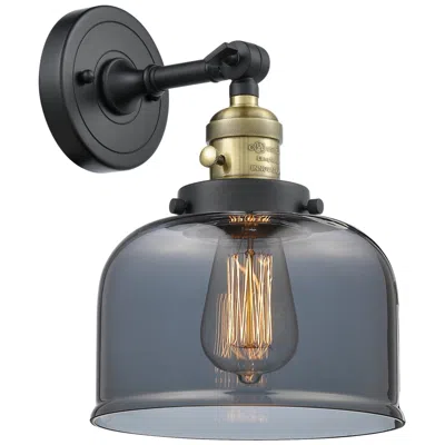 Innovations Lighting Bell 12" High Black Brass Sconce W/ Plated Smoke Shade