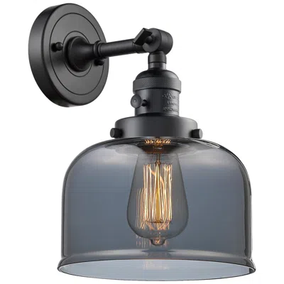 Innovations Lighting Bell 12" High Matte Black Sconce W/ Plated Smoke Shade