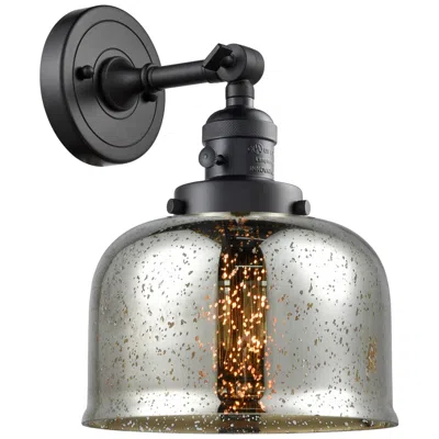 Innovations Lighting Bell 12" High Matte Black Sconce W/ Silver Plated Mercury Shade