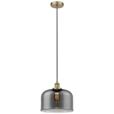 Innovations Lighting Bell 12" Led Mini Pendant - Antique Brass - Plated Smoke Shade In Gray