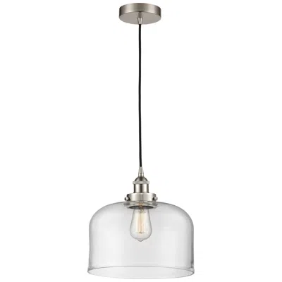 Innovations Lighting Bell 12" Led Mini Pendant - Brushed Satin Nickel - Clear Shade