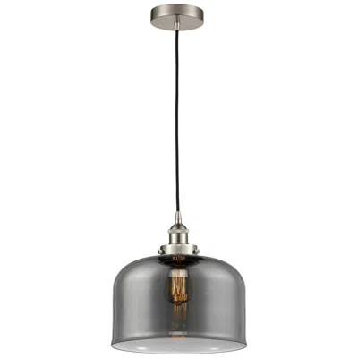 Innovations Lighting Bell 12" Led Mini Pendant - Brushed Satin Nickel - Plated Smoke Shade