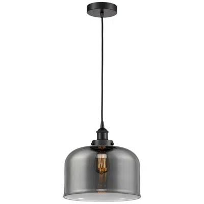 Innovations Lighting Bell 12" Led Mini Pendant - Matte Black - Plated Smoke Shade