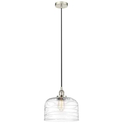 Innovations Lighting Bell 12" Led Mini Pendant - Polished Nickel - Clear Deco Swirl Shade