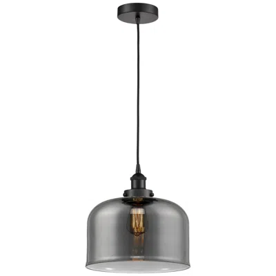 Innovations Lighting Bell 12" Matte Black Mini Pendant W/ Plated Smoke Shade