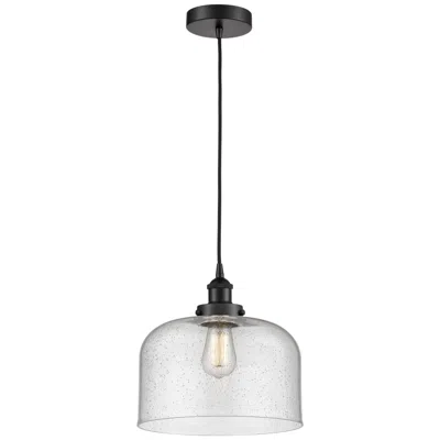 Innovations Lighting Bell 12" Matte Black Mini Pendant W/ Seedy Shade
