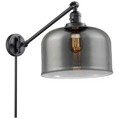 Innovations Lighting Bell 12" Matte Black Swing Arm W/ Plated Smoke Shade