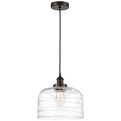 Innovations Lighting Bell 12" Oil Rubbed Bronze Mini Pendant W/ Clear Deco Swirl Shade
