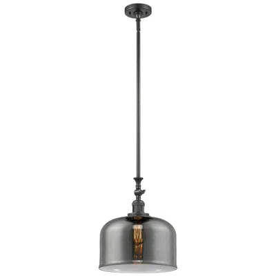 Innovations Lighting Bell 12" Oil Rubbed Bronze Stem Hung Mini Pendant W/ Plated Smoke Shad