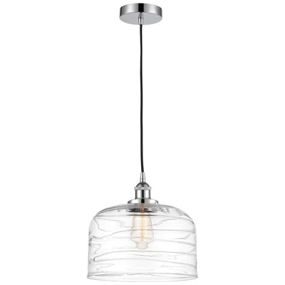Innovations Lighting Bell 12" Polished Chrome Mini Pendant W/ Clear Deco Swirl Shade