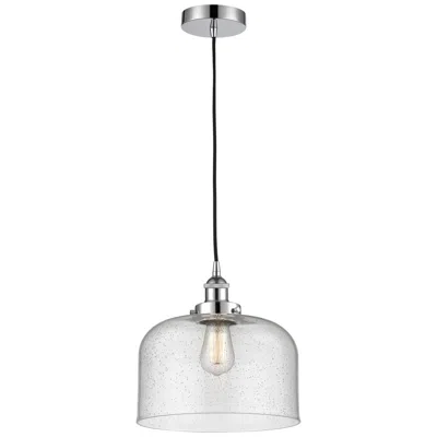 Innovations Lighting Bell 12" Polished Chrome Mini Pendant W/ Seedy Shade