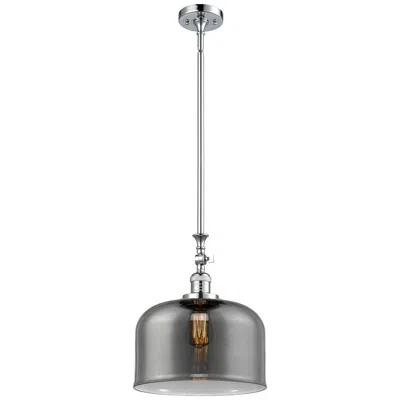 Innovations Lighting Bell 12" Polished Chrome Stem Hung Mini Pendant W/ Plated Smoke Shade