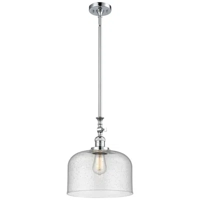 Innovations Lighting Bell 12" Polished Chrome Stem Hung Mini Pendant W/ Seedy Shade