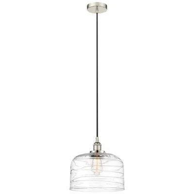 Innovations Lighting Bell 12" Polished Nickel Mini Pendant W/ Clear Deco Swirl Shade