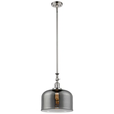 Innovations Lighting Bell 12" Polished Nickel Stem Hung Mini Pendant W/ Plated Smoke Shade
