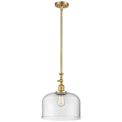 Innovations Lighting Bell 12" Satin Gold Stem Hung Mini Pendant W/ Clear Shade