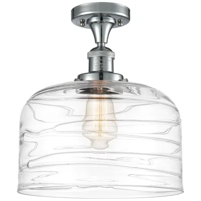 Innovations Lighting Bell 12" Semi-flush Mount - Polished Chrome - Clear Deco Swirl Shade