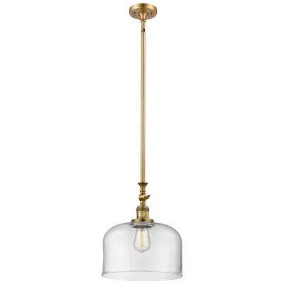Innovations Lighting Bell 12" Stem Hung Led Mini Pendant - Brushed Brass - Clear Shade