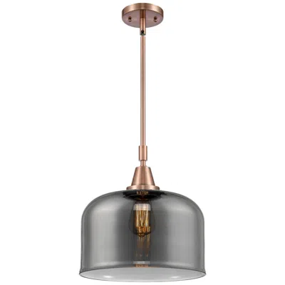 Innovations Lighting Bell 12" Wide Antique Copper Mini Pendant With Smoke Shade