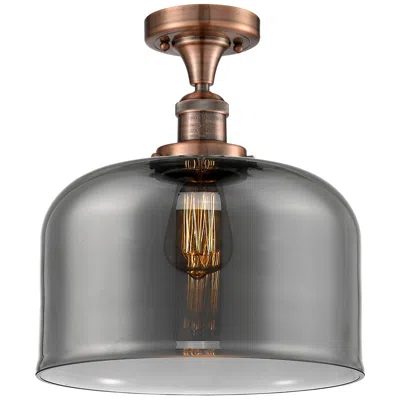 Innovations Lighting Bell 12" Wide Copper Semi Flush Mount W/ Plated Smoke Shade